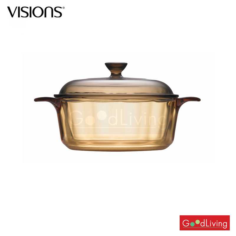Visions หม้อแก้วทนไฟพร้อมฝา ขนาด 1.25 L. (สีชา)รุ่น V-01-VS 12/CL