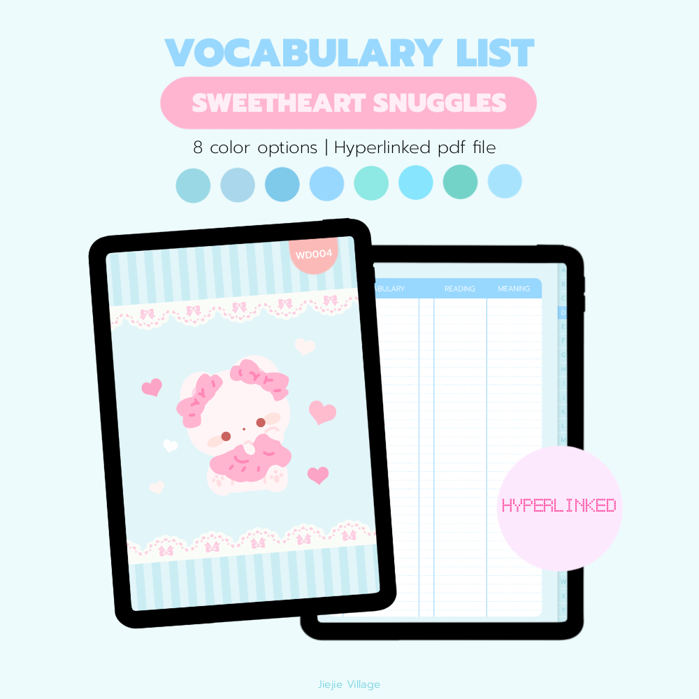 [ดิจิทัล] สมุดจดศัพท์, Word Book, Vocabulary List, Hyperlink, iPad, Goodnotes, Jiejievillage, Cute