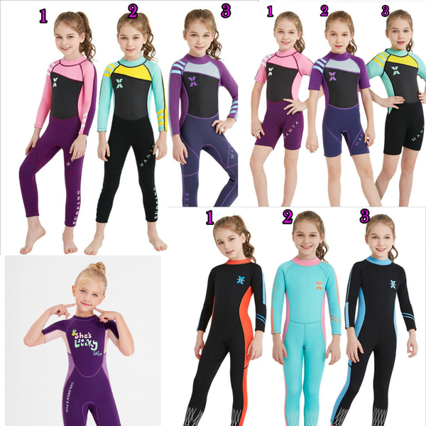 F-ชุดว่ายน้ำเด็ก เก็บอุณหภูมิ แขนยาว ชุดดำนำ้ผู้หญิง