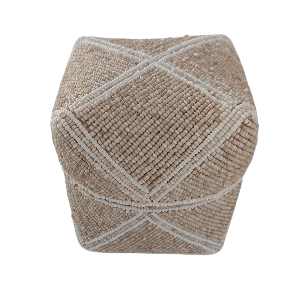 Kara Home Living Bali Beaded Box Small (Cream - White)