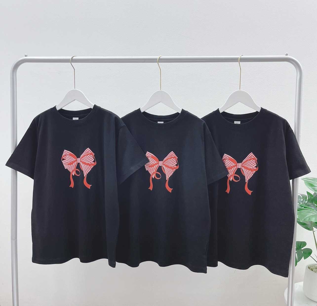 Ronron DOUBLE RIBBON BASIC SHIRT BLACK RED