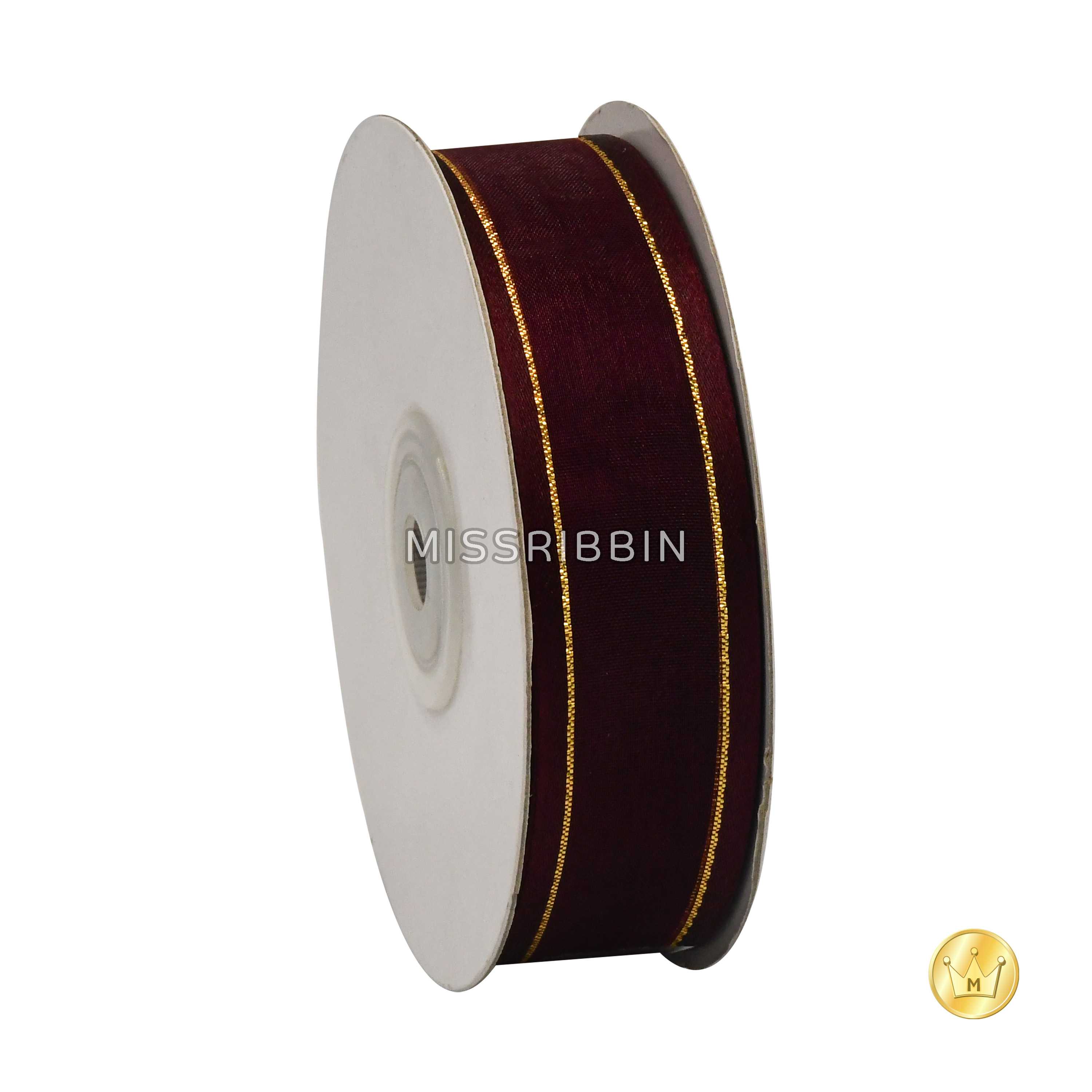 ริบบิ้นชีฟอง (สี 100) ม้วนยาว 25หลา ขนาด 10 15 25มม.
