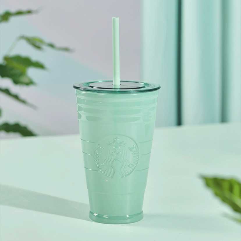 mint glass straw bottle -12oz