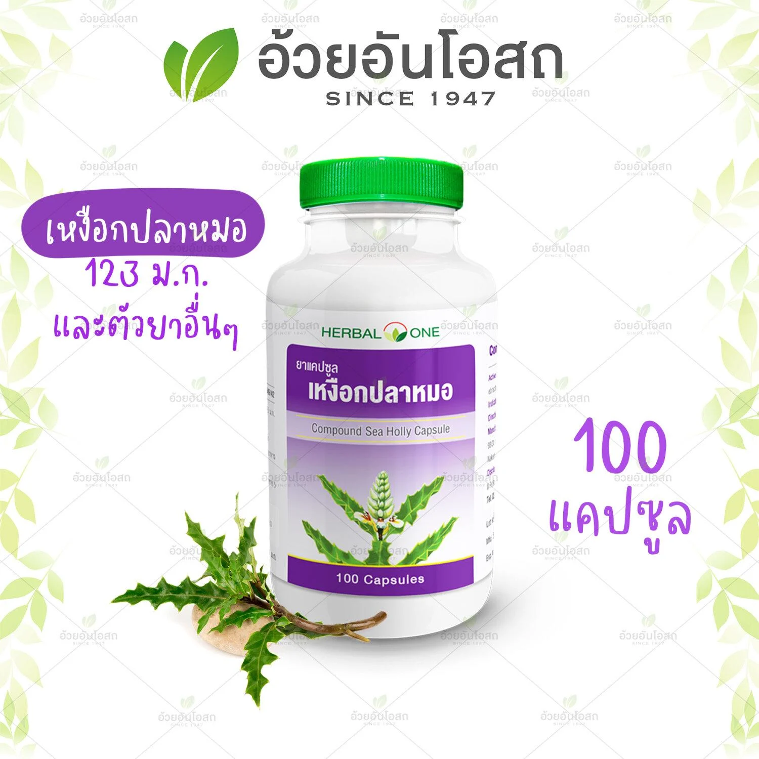 อ้วยอัน เหงือกปลาหมอ 100 แคปซูล / Herbal One