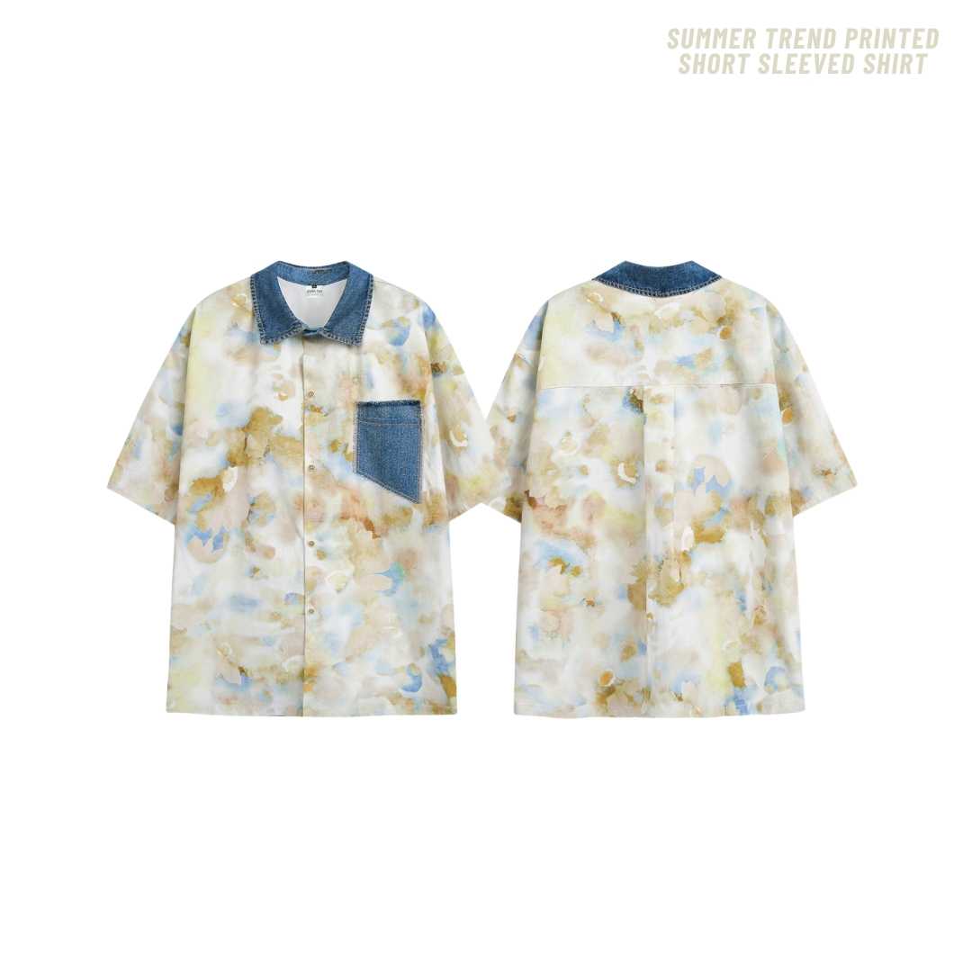 Jeera168 | Summer trend printed short sleeved shirt  (พรีออเดอร์)
