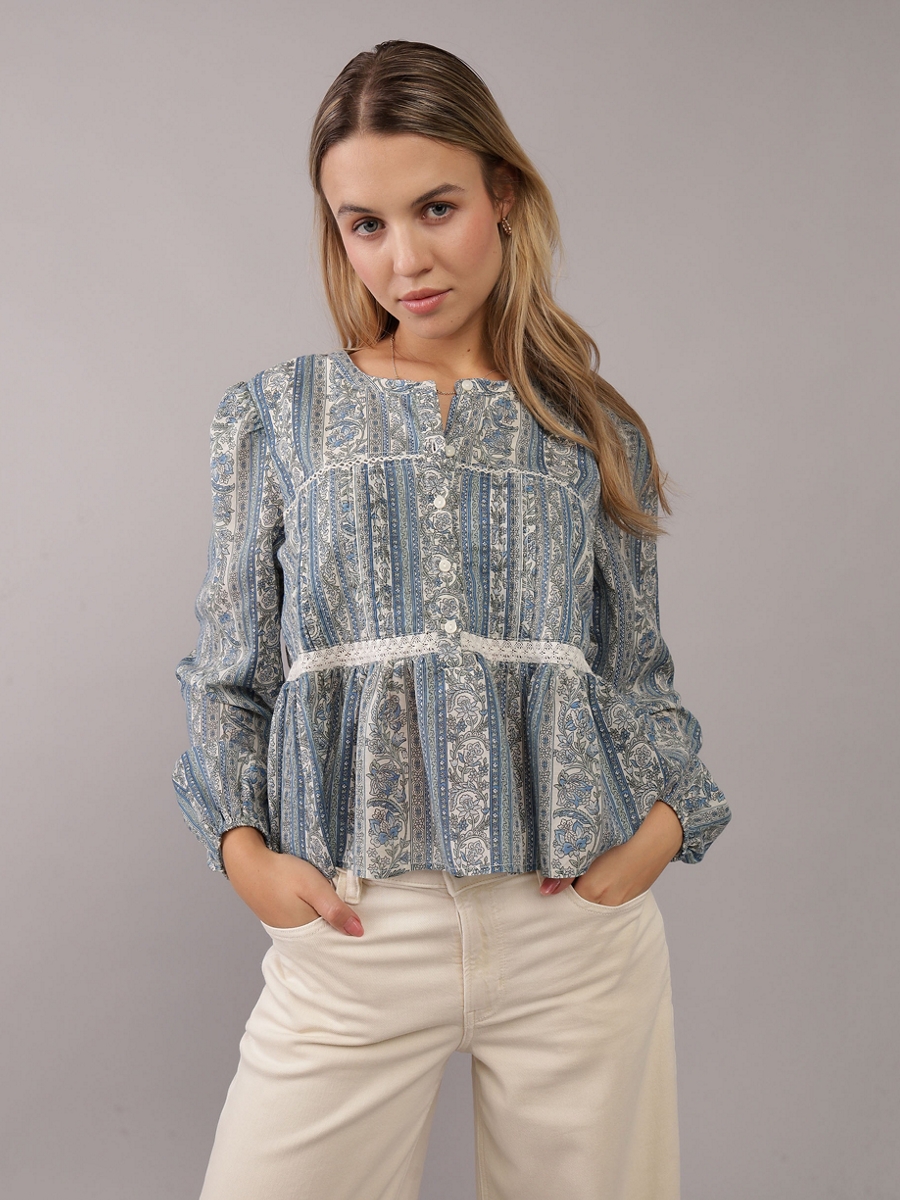 เสื้อ ผู้หญิง 5942  INTL FLOWY OTT SWING LS PRINT ( 035-5942-900 )