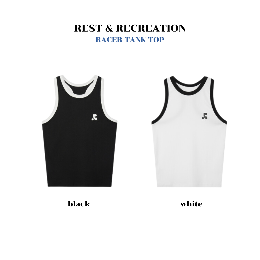 พร้อมส่ง Rest and Recreation เสื้อกล้ามสีขาว และสีดำ รุ่น racer tank top