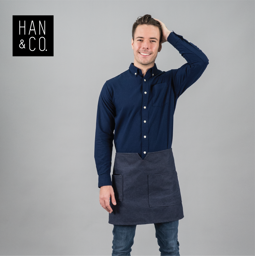 ผ้ากันเปื้อนตัวสั้น 12C Cross Back Short Apron (Charcoal Blue)
