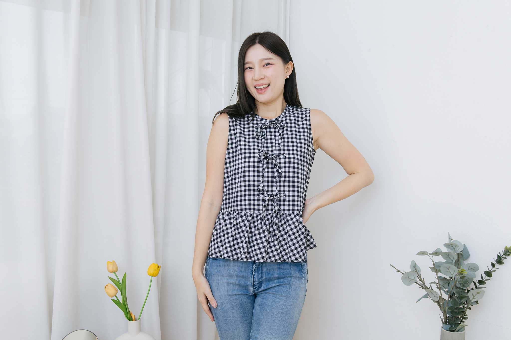 เสื้อให้นม Scott bow  ruffle top