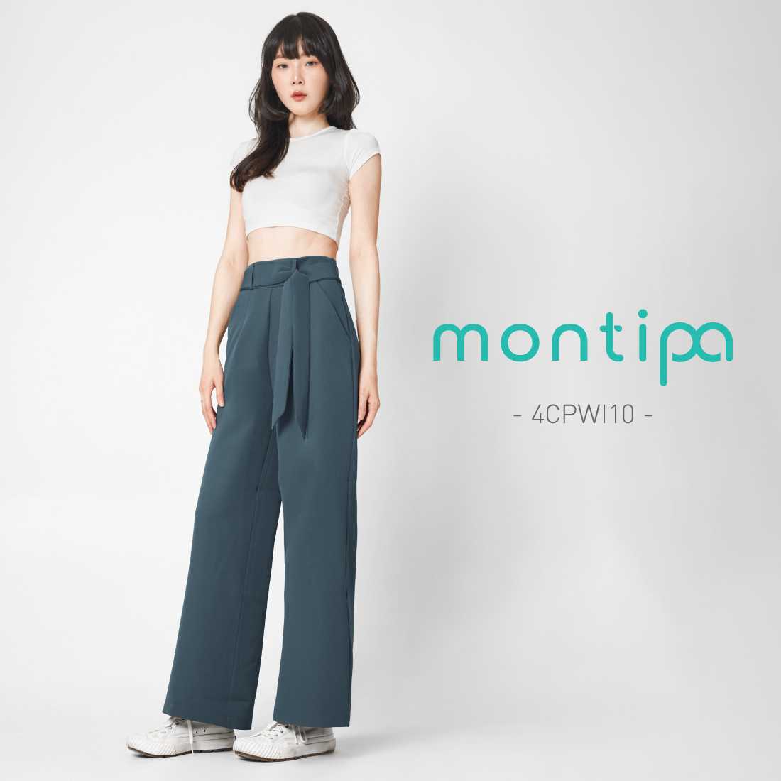 Montipa กางเกงขากระบอก กางเกงผู้หญิง กางเกงทำงาน เก็บทรง เนื้อนุ่ม ใส่สบาย 4CPWI10