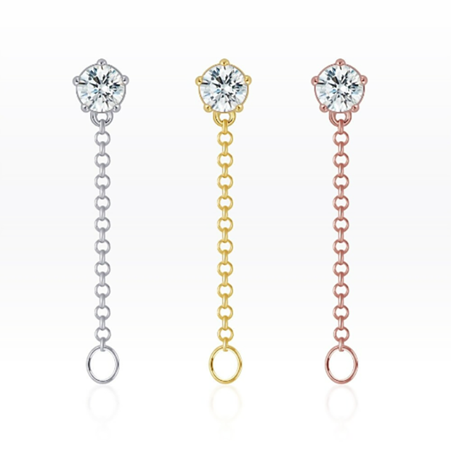PiercingRoomByJay CZ Dangle Chain Flat Back เงินแท้ (ราคาต่อชิ้น)