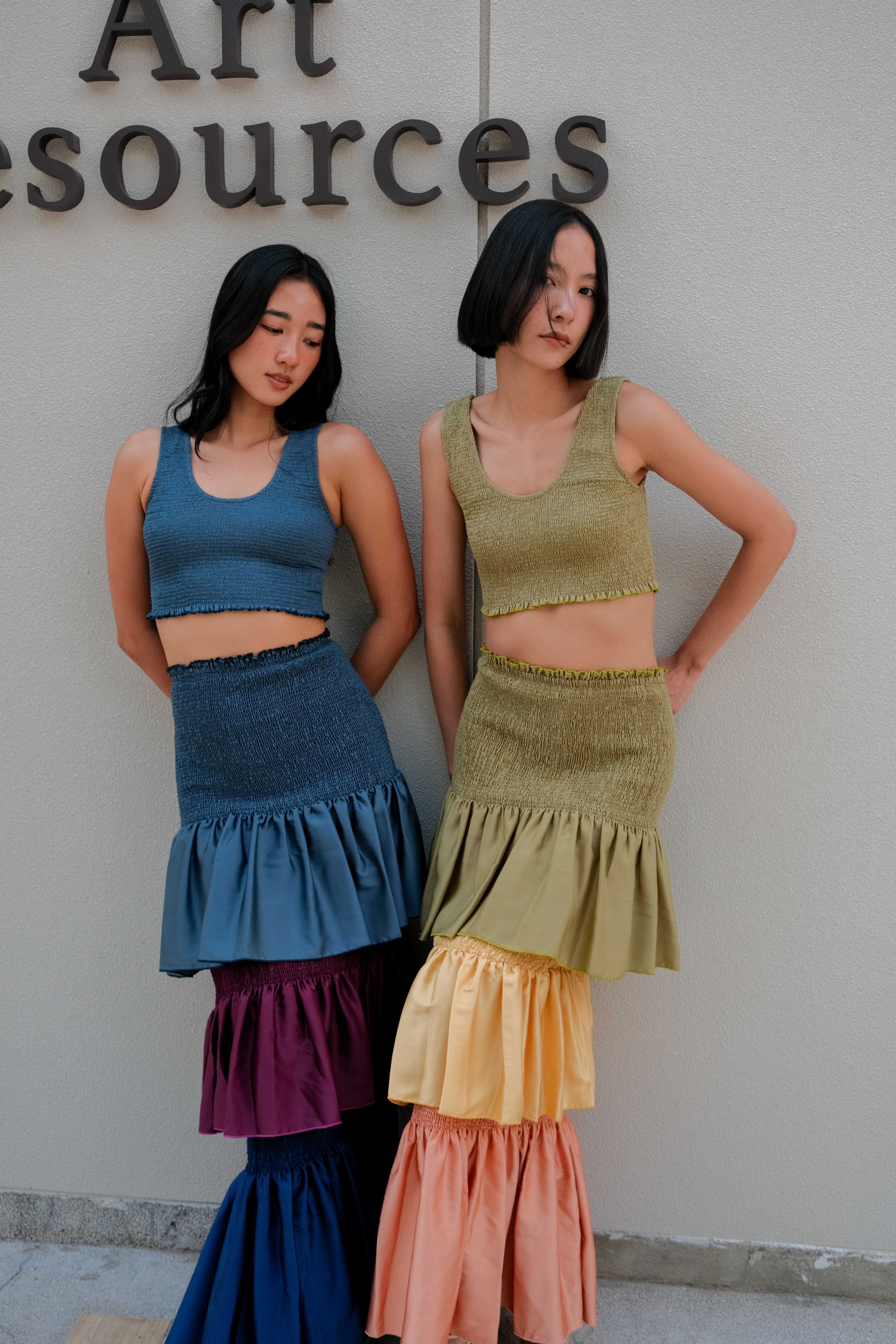 Tara 3 tone Set (Smock top & Skirt)