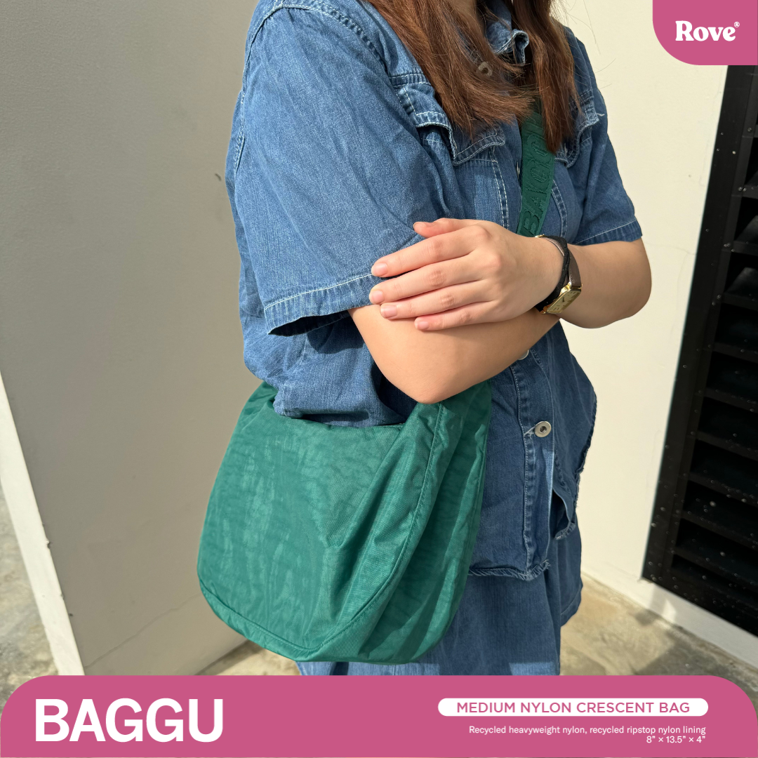 BAGGU Medium Nylon Crescent Bag - Cypress