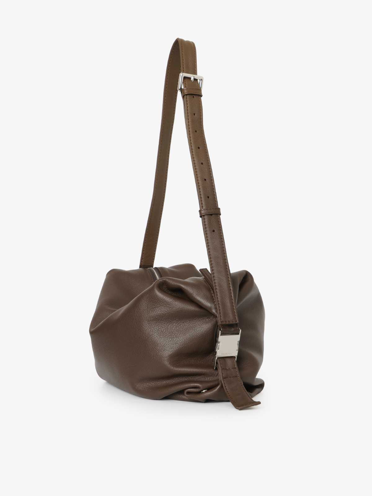 กระเป๋าหนังแท้หัวเข็มขัดเงินปรับขยายได้ รุ่น Cargo สีโอ๊ค