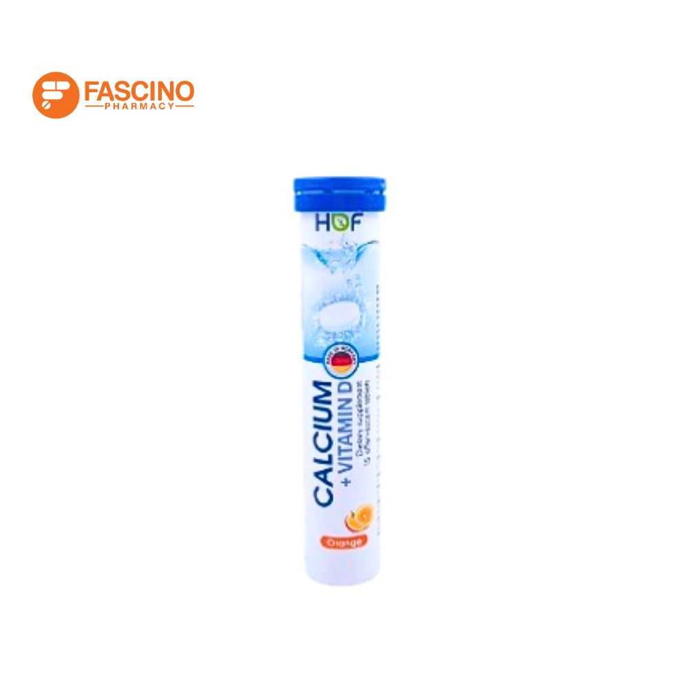HOF Calcium+Vitamin D Effervescent ผลิตภัณฑ์เสริมอาหารแคลเซียม พลัส วิตามินดี (หลอด 15 เม็ด)