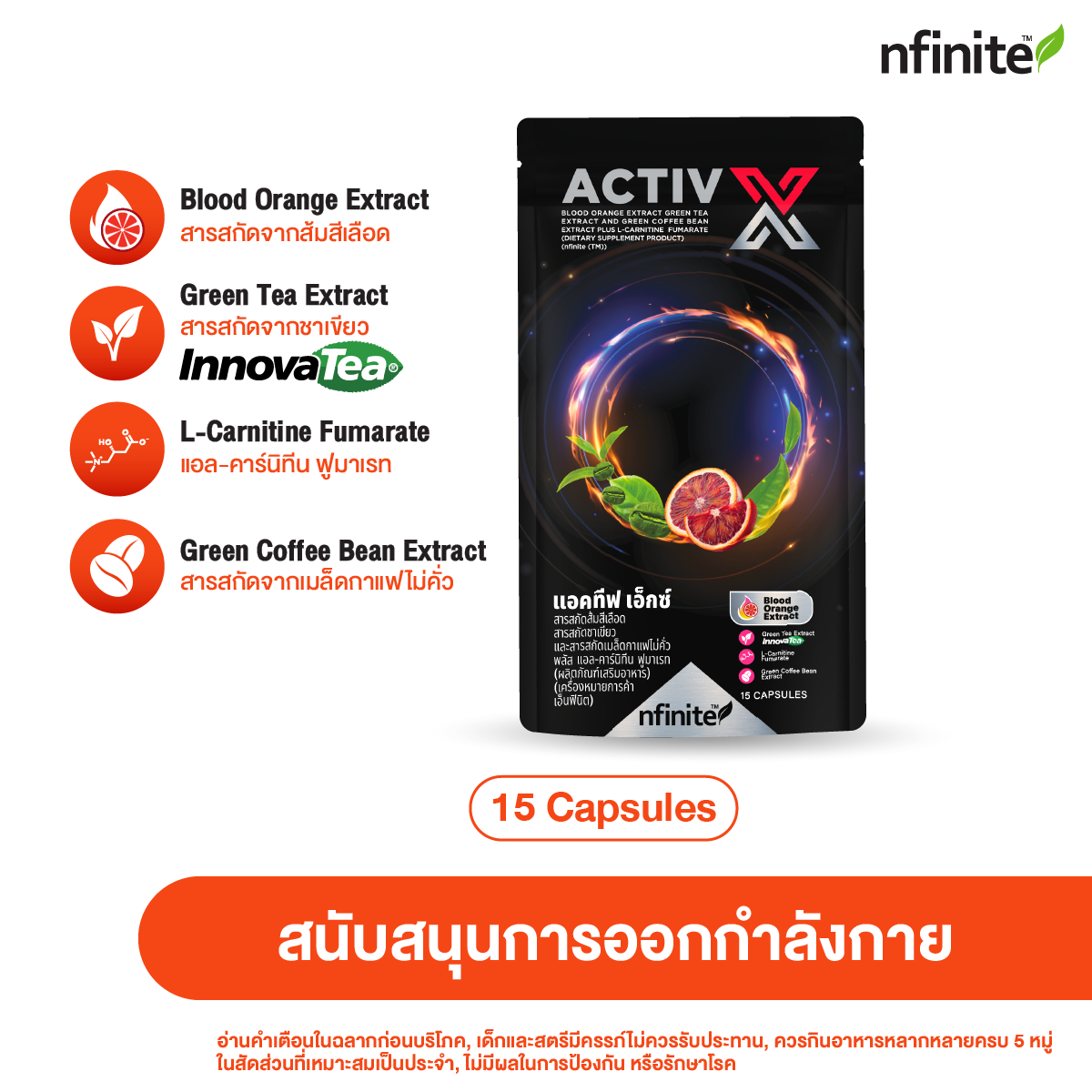 Active X ลดไขมัน เซลลูไลน์ ไขมันช่องท้อง ช่วยเผาผลาญ