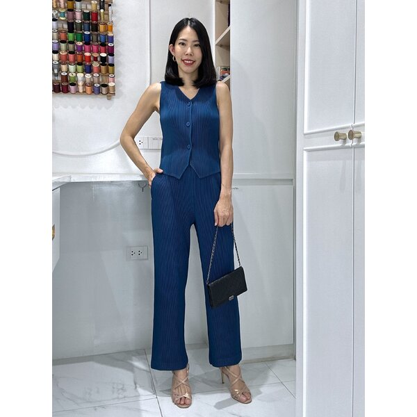เซ็ต2ชิ้น สีใหม่ยาวกว่าเดิม!! 2MUAY รุ่น GJO2330-9/GJO2316-9 เซ็ตพลีทคุณภาพ THICK SLEEVELESS V NE...