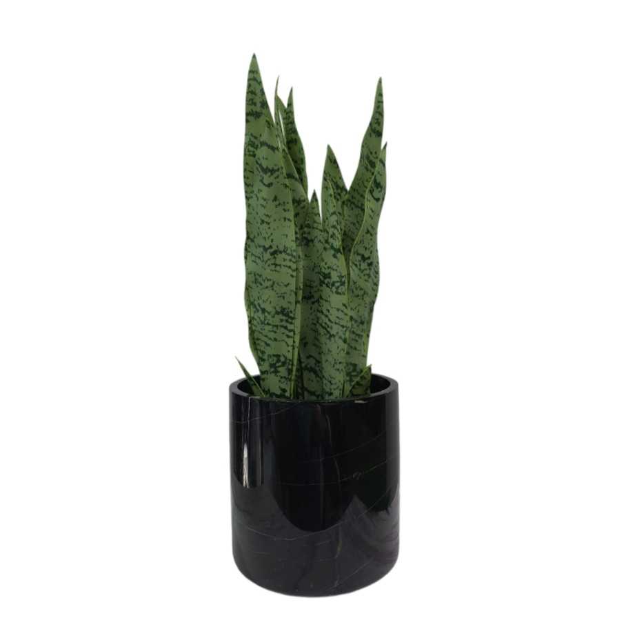 Plant Pot, Marble, Black, M