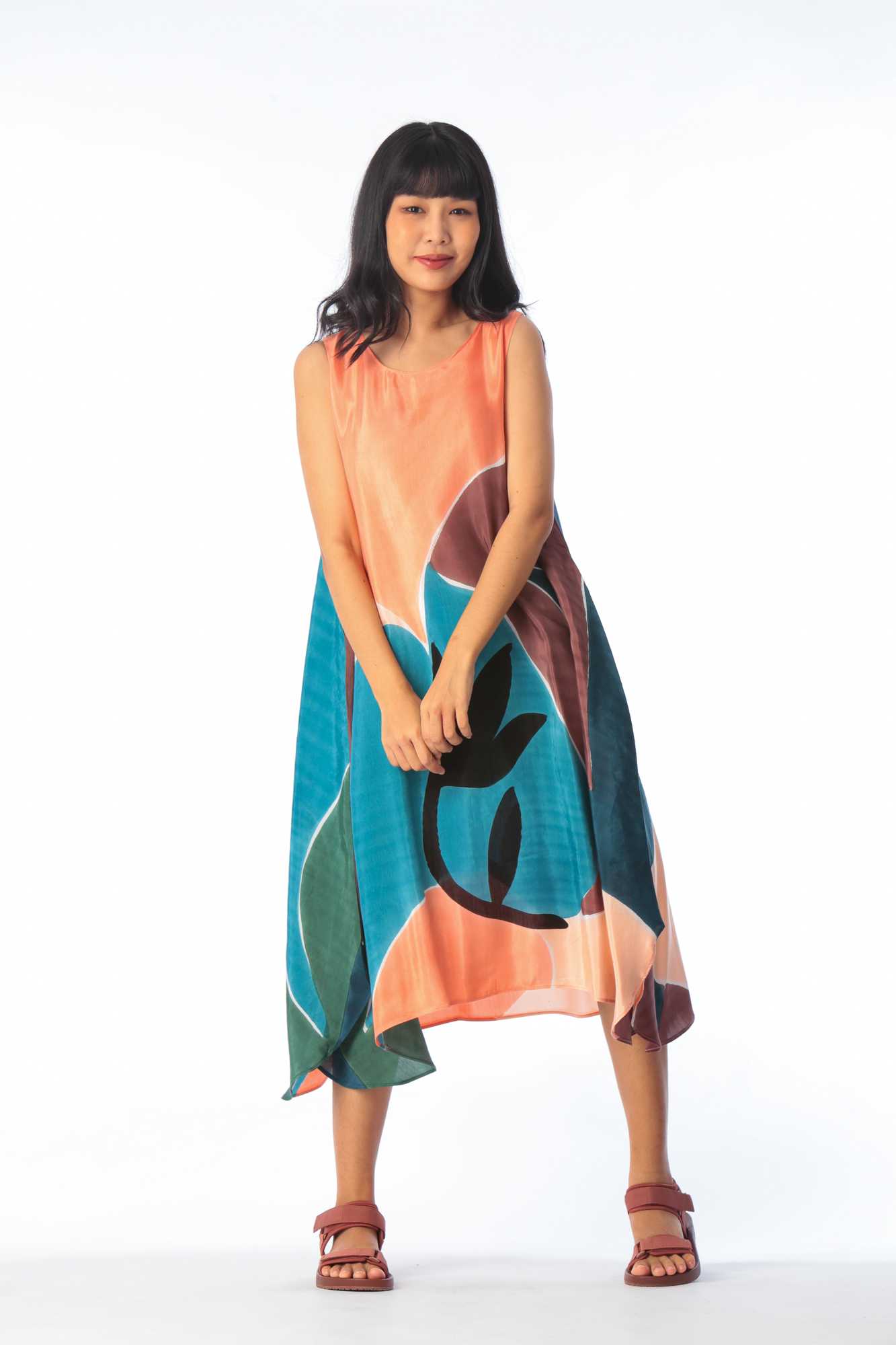 (Pre-order) Sac Sleeveless Dress Cotton Silk Hand paint