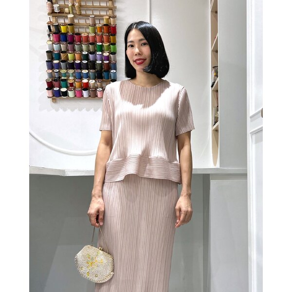 2MUAY รุ่น GJO11172P เสื้ออัดพลีท SHORT SLEEVE RIPPLE PLEATED TOP 10 สี FREE SIZE