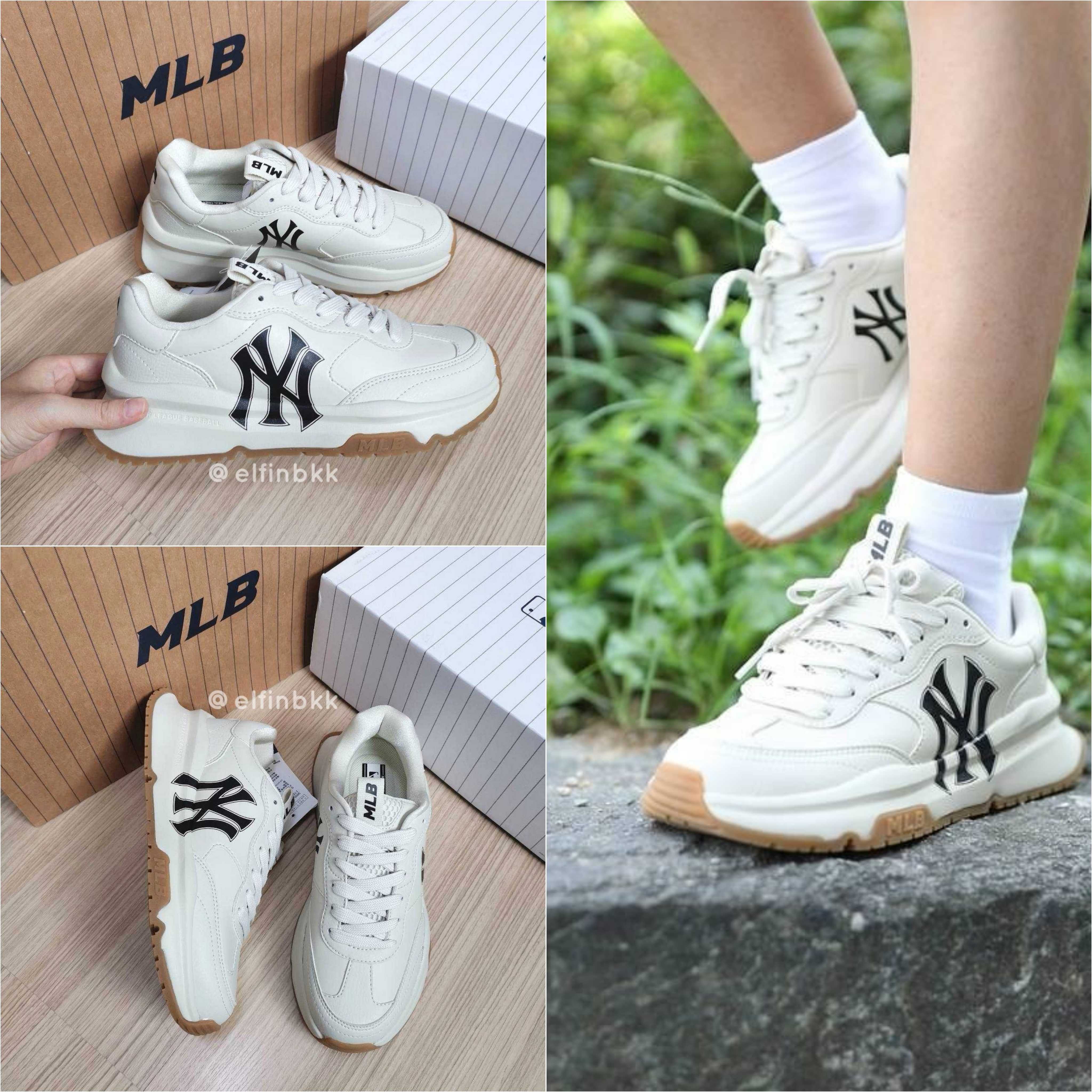 Clearance Sale📣 MLB Chunky Runner Basic รองเท้า สีขาว สีครีม