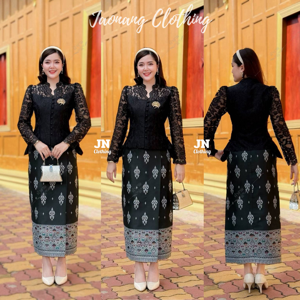 ผ้าถุงสำเร็จ เนื้อผ้าไหมแกมฝ้ายทอลาย ลายไทยเชิงประยุกต์ สวยงามคลาสิกสุดๆ ใส่ได้ทุกโอกาส