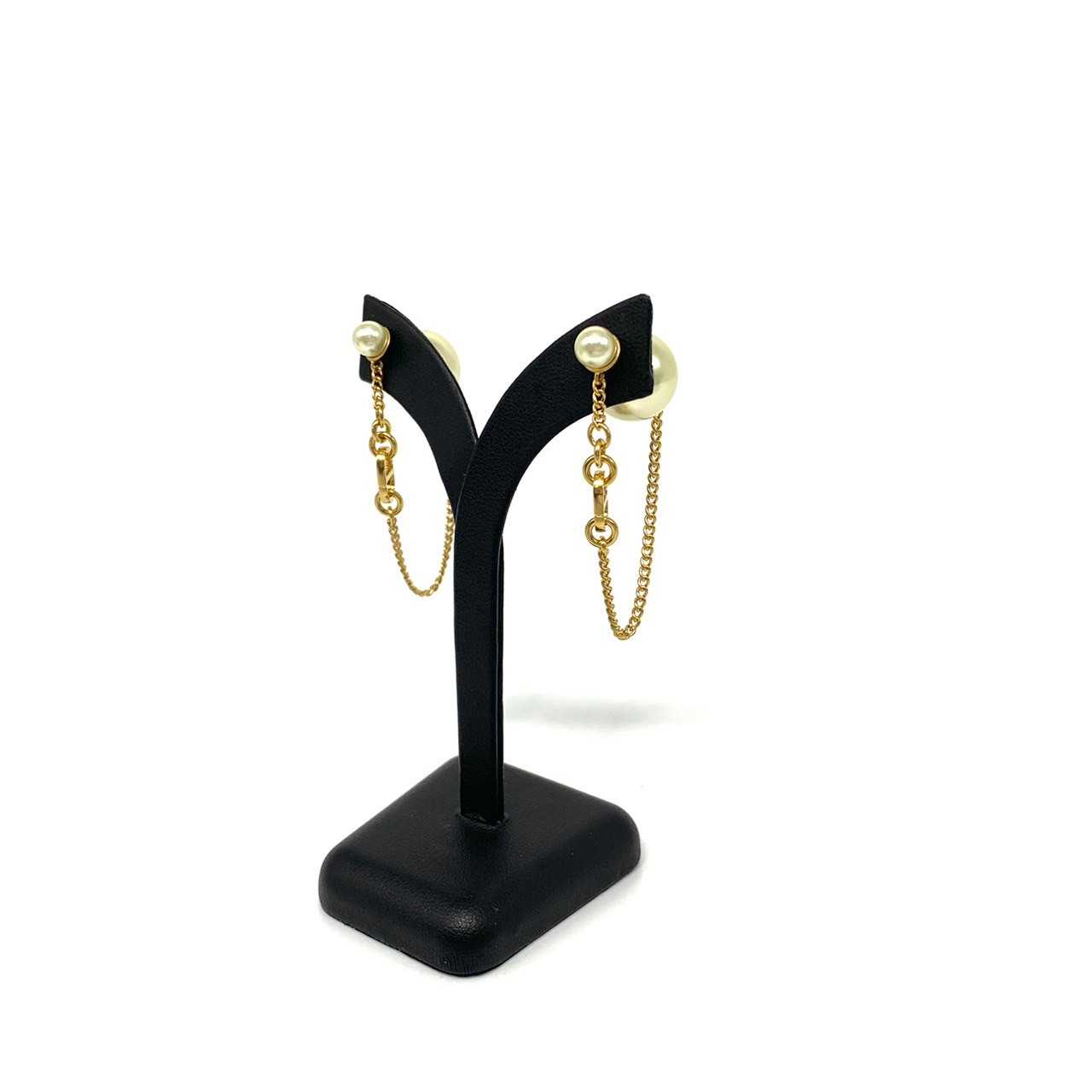 Dior Earrings tribales chain with CD gold-finish metal and white resin pearls ghw