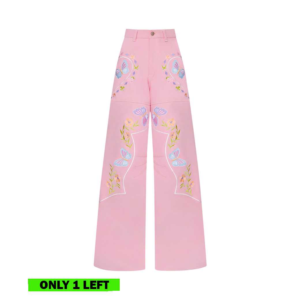 RODEO EMBROIDERED JEANS – PINK