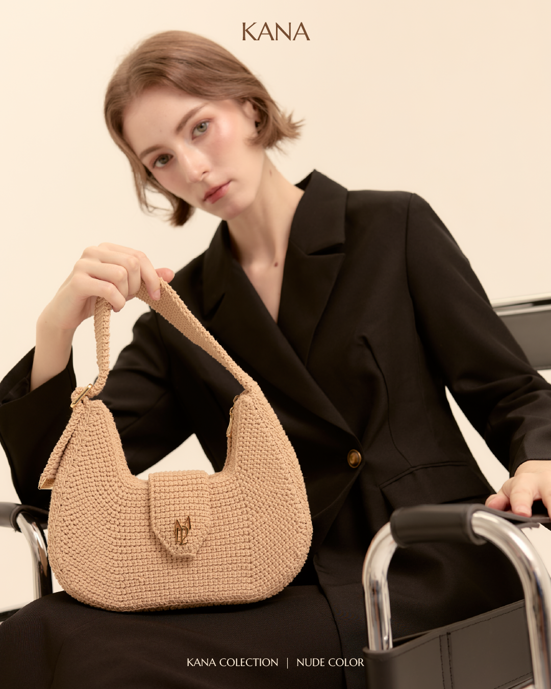 KANA Collection | Nude Color กระเป๋าถักไหมคัตตอน 100% เบาจุของได้เยอะ