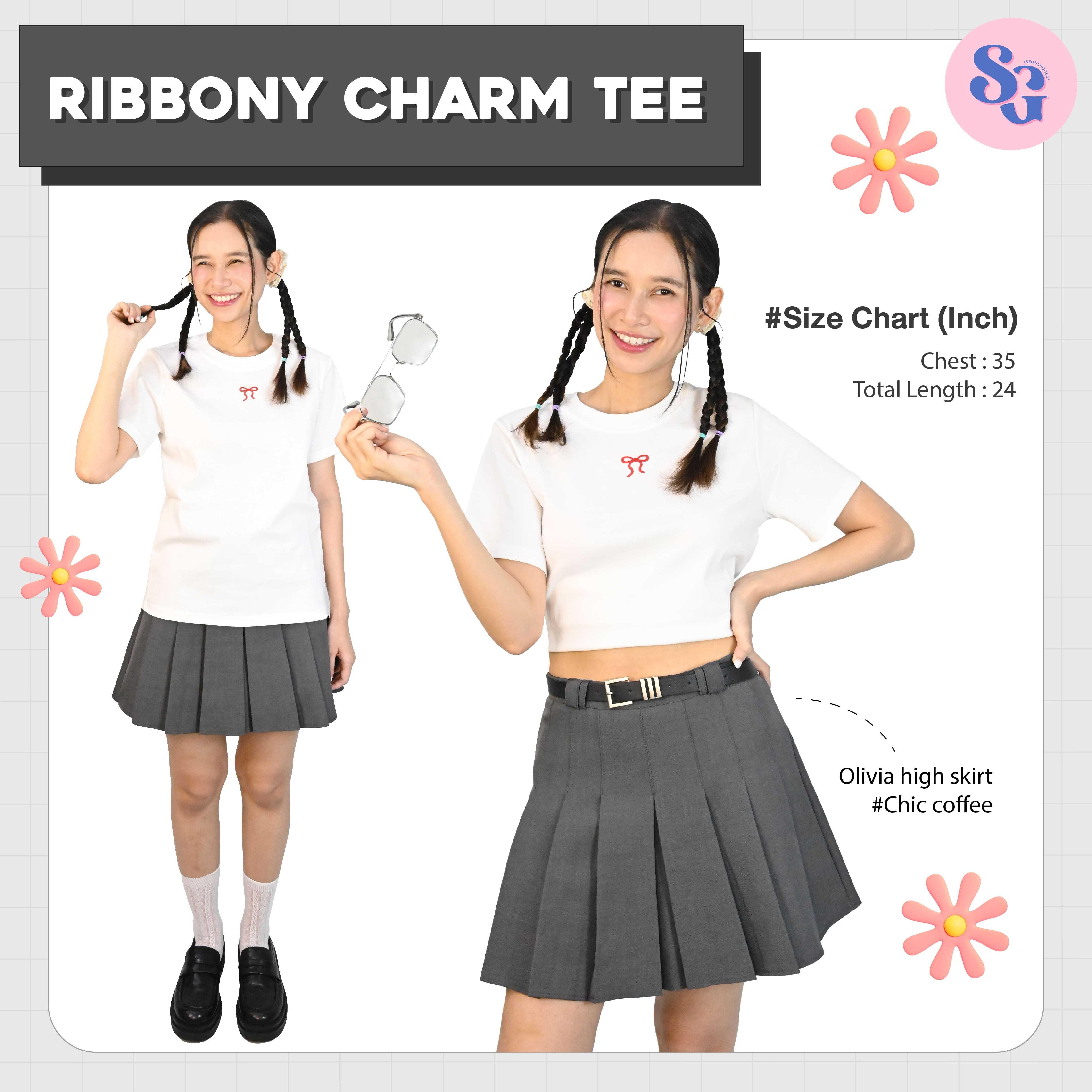 (พร้อมส่ง) Ribbony Charm Tee เสื้อยืดโบว์แดงจิ๋ว