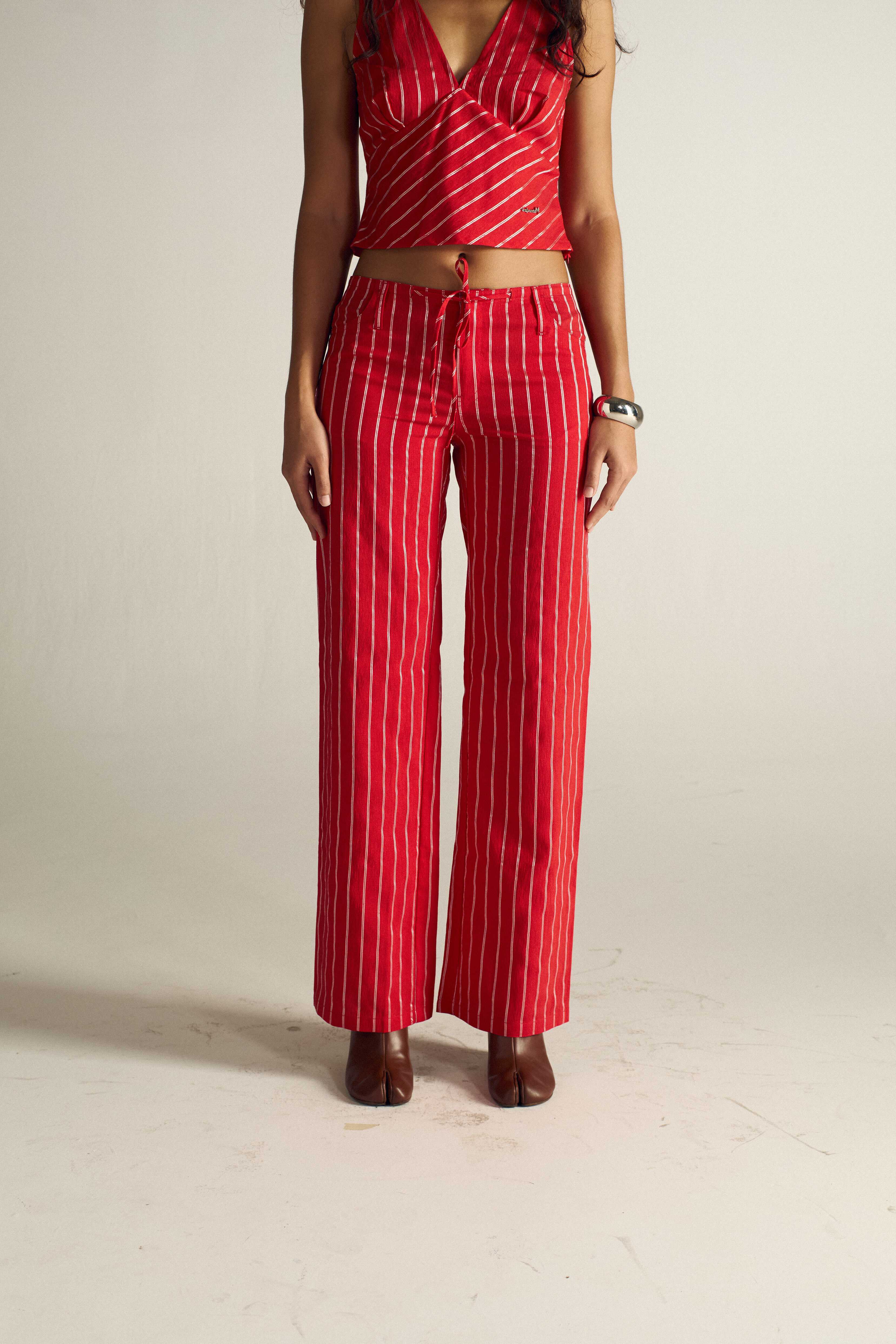 LOW WAIST RELAXED TROUSERS - Red
