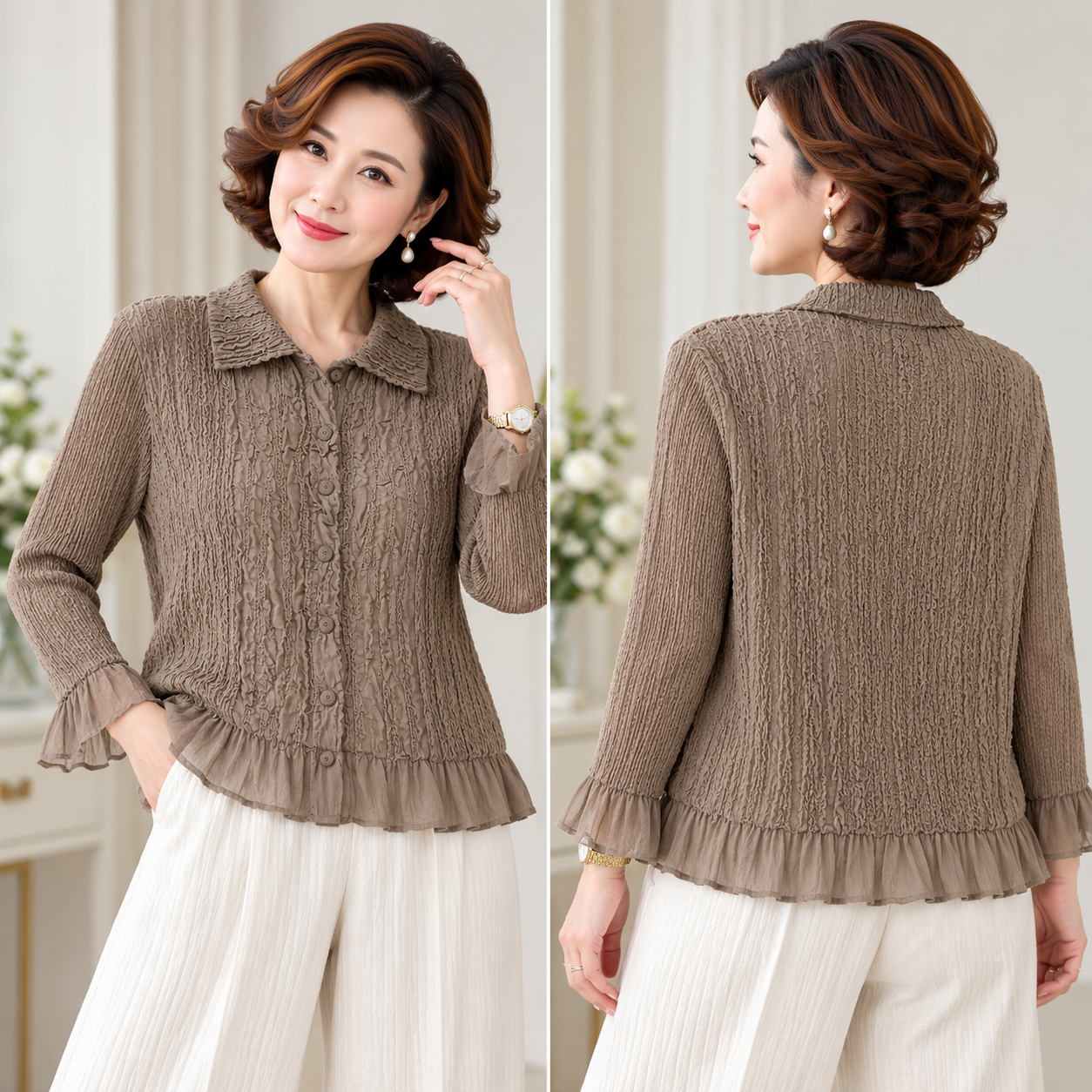 Pleatbynisa B110 เสื้ออัดพลีทพรีเมียม  เรียบหรู สวยใส่งาน เนื้อผ้าพลีทคุณภาพ พร้อมส่ง