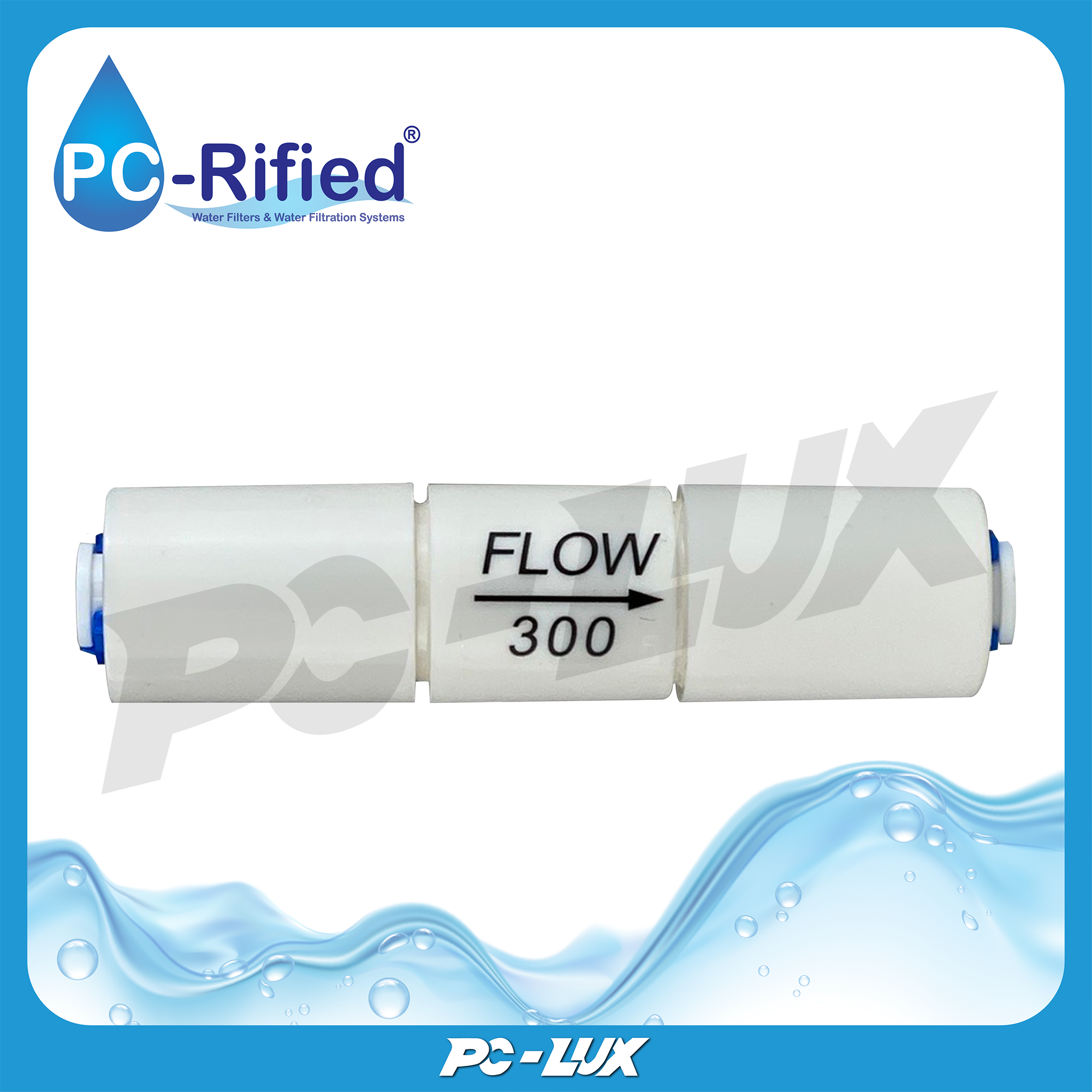 PC-Rified โฟล์วน้ำทิ้ง RO 300 GPD ขนาด 1/4 นิ้ว