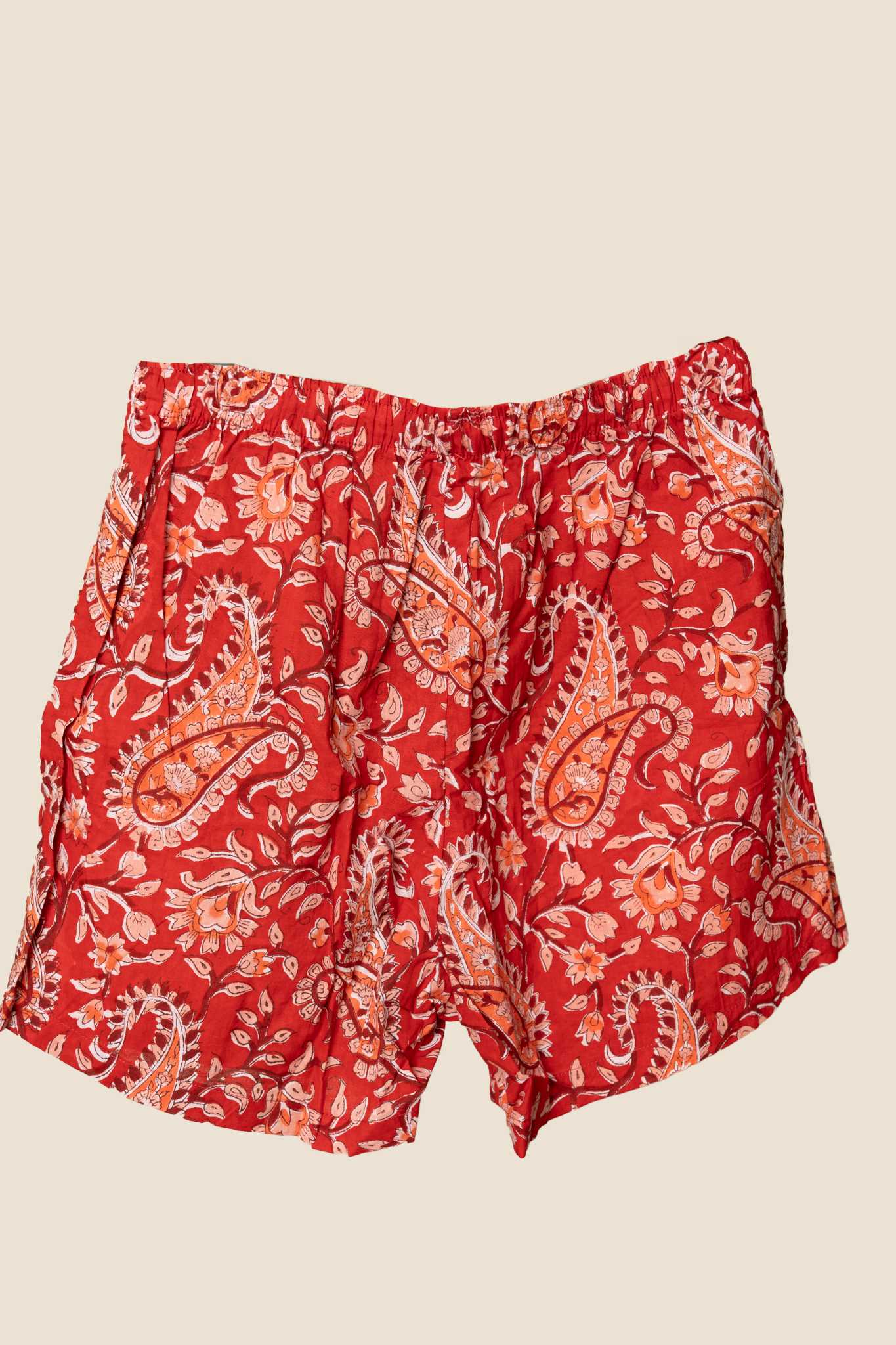 Red White Paisley Shorts