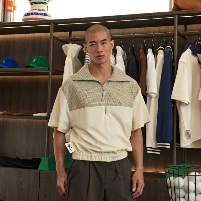 White Houndstooth Half-Zip Polo