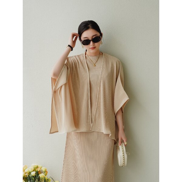 2MUAY รุ่น GJO5134 เสื้อคลุมพลีทคุณภาพ THICK OPEN FRONT PLEATED CARDIGAN