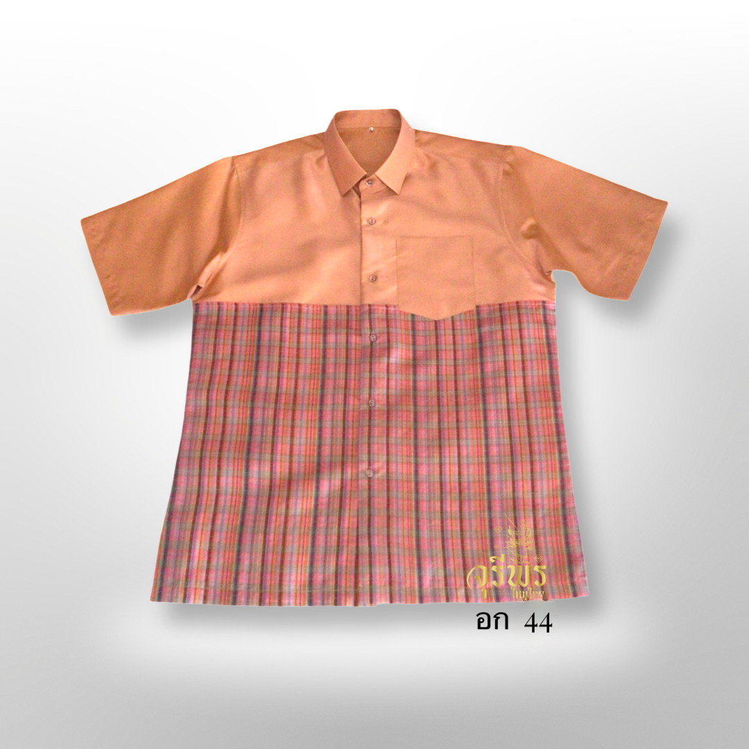 เสื้อเชิ้ตผ้าไหมแท้แขนสั้น