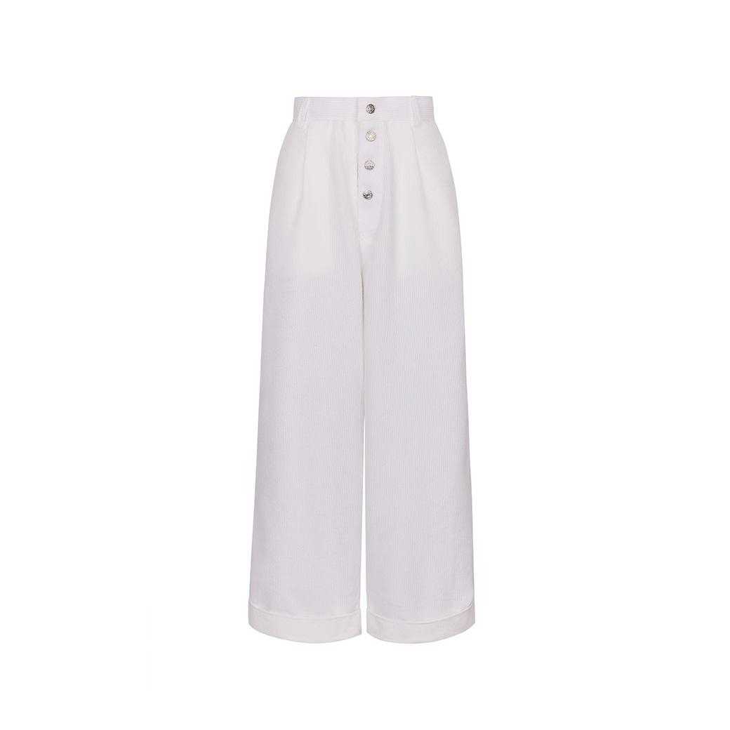 AUBREY CORDUROY PANTS - WHITE