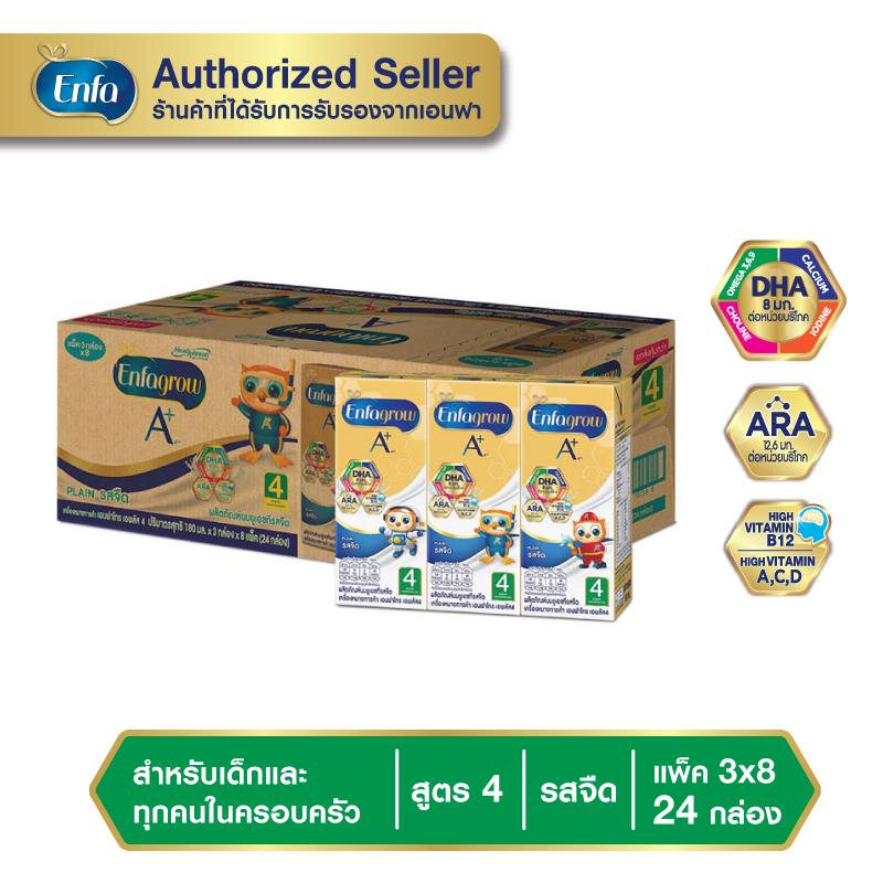 Enfa grow A+ UHT 4 เอนฟาโกร เอพลัส ยูเอชที รสจืด สูตร 4 นมกล่อง ขนาด 180 มล. จำนวน 24 กล่อง