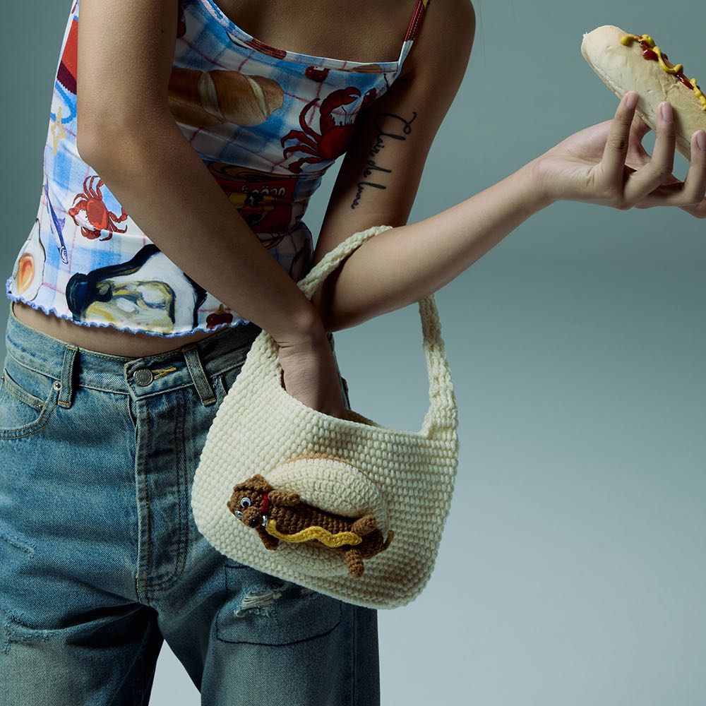 BLACKDOG BKK - RS2420 - Hotdog crochet mini purse - กระเป๋าโครเชต์ตกแต่งงานถักมือ