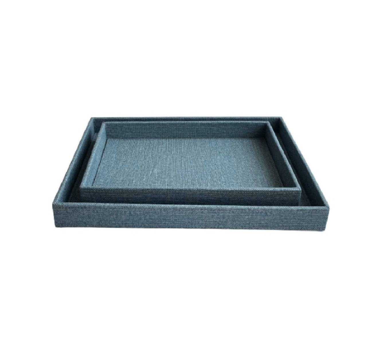 Tray, PU Linen embossed, Blue, M