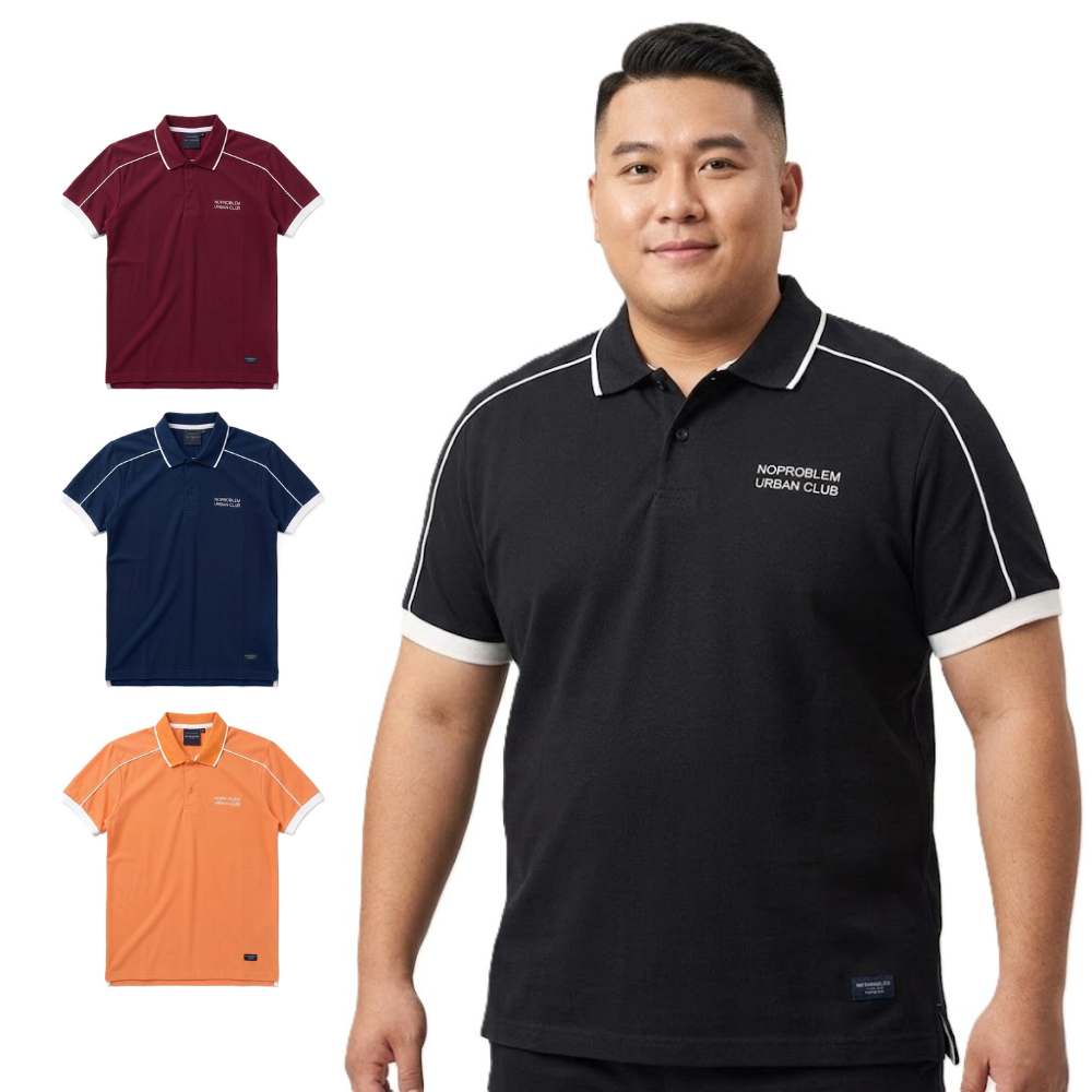 เสื้อโปโลไซส์ใหญ่ 2XL-4XL #NR69104 เสื้อคอปกผู้ชายอวบ อ้วน อก 52-60 นิ้ว ผ้าใส่สบาย ไม่ร้อน