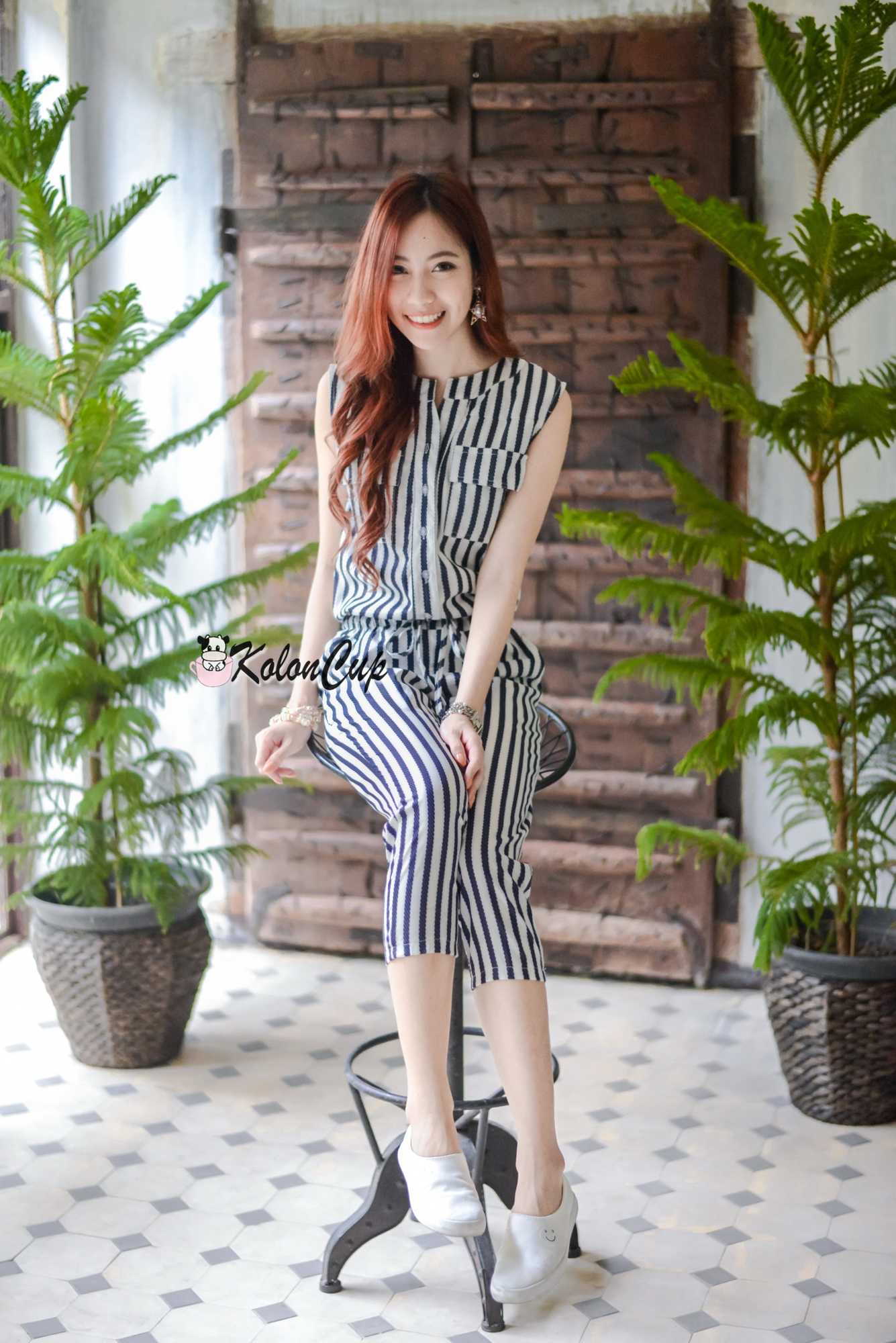 KolonCup   ชุดจั๊มสูทลายทางลง8ส่วน KL3120