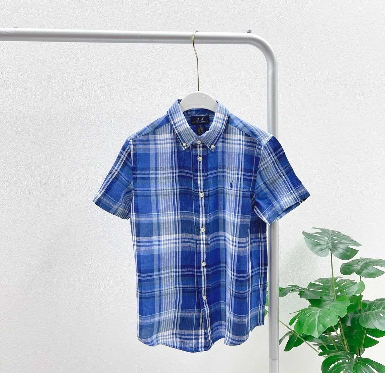 Ralph Lauren Plaid Lined Short-Sleeve Shirt(BLUE MULTI)