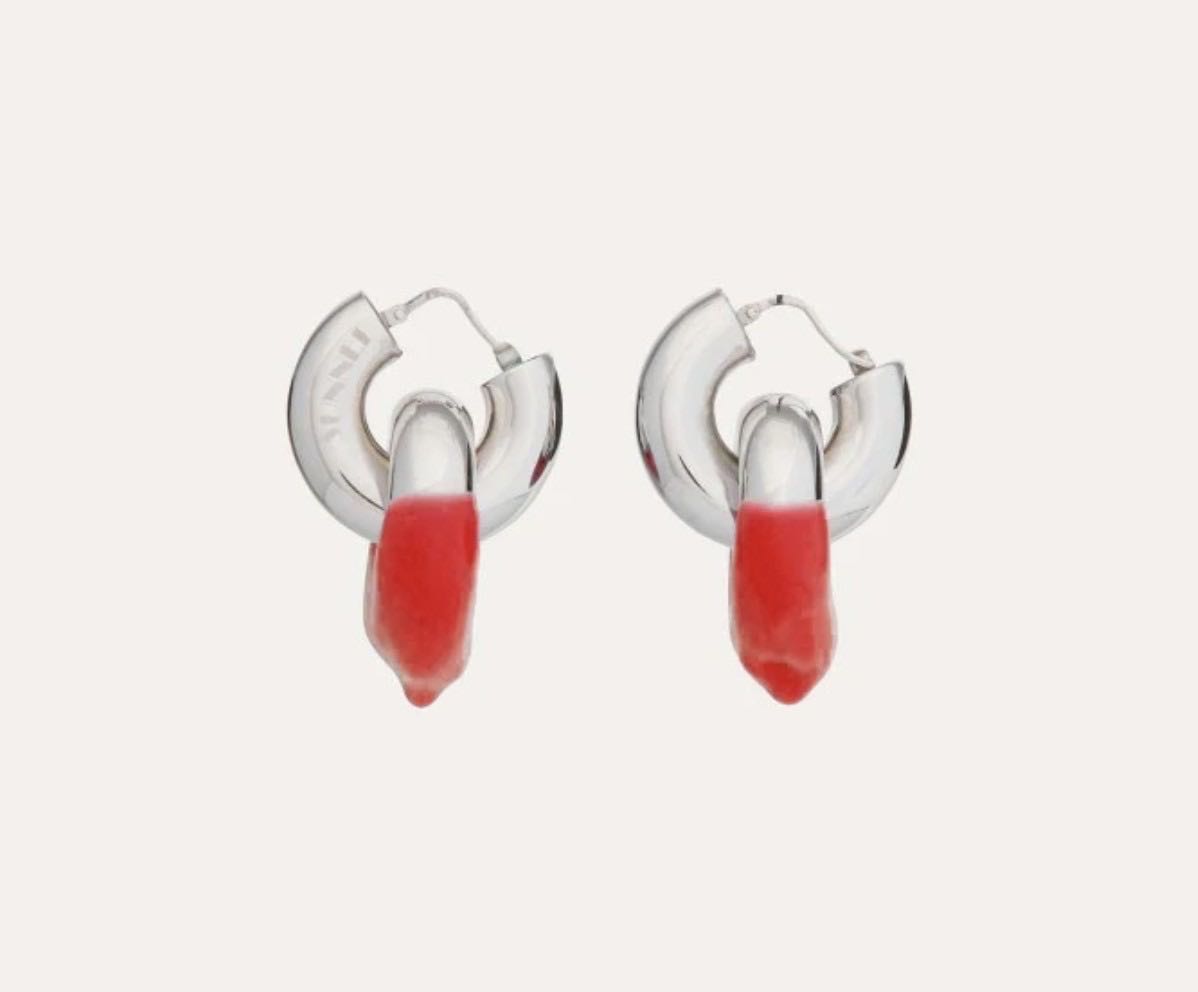 Double Rubberized Silver Earrings
