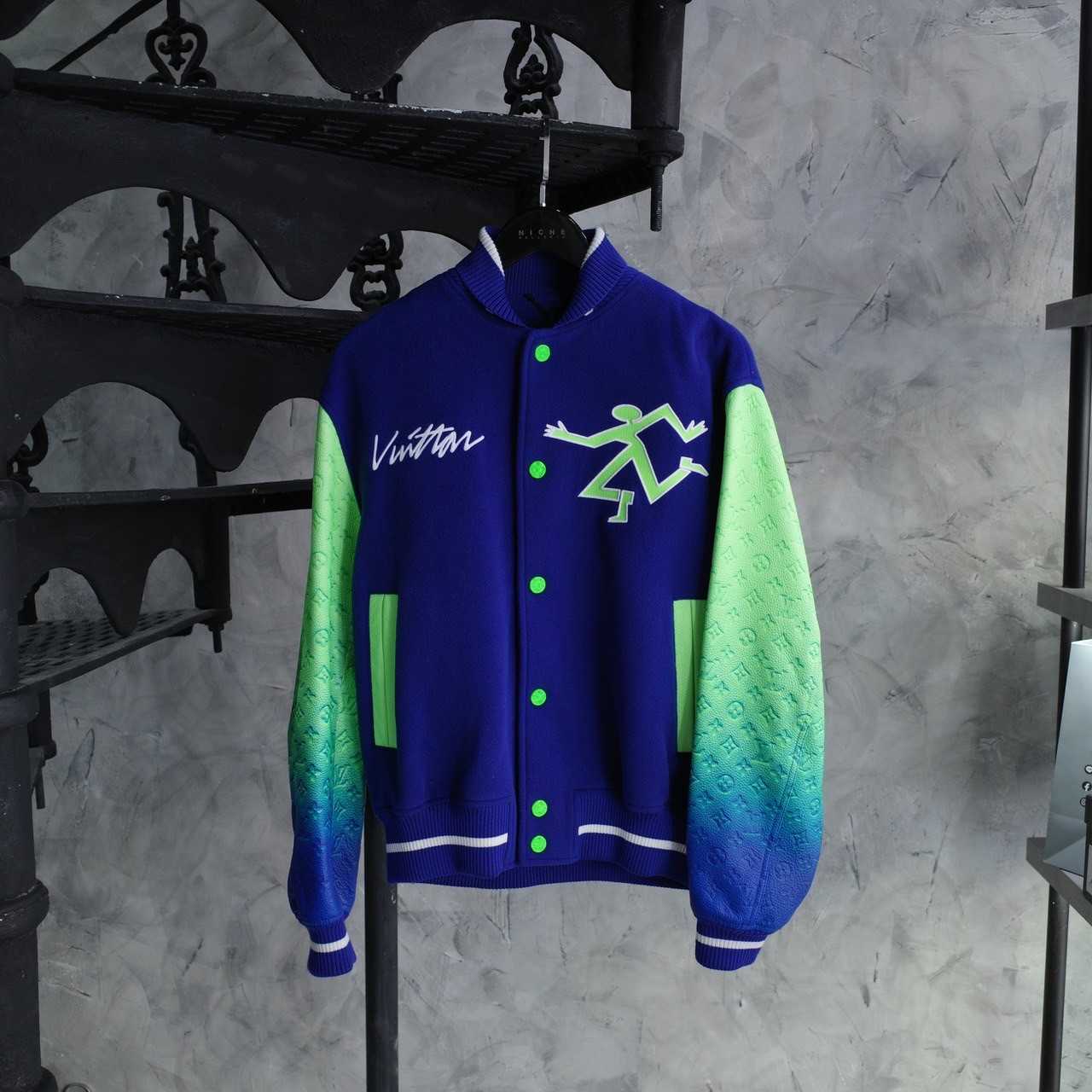 LOUIS VUITTON MIX GRADIENT LEATHER BOMBER JACKET