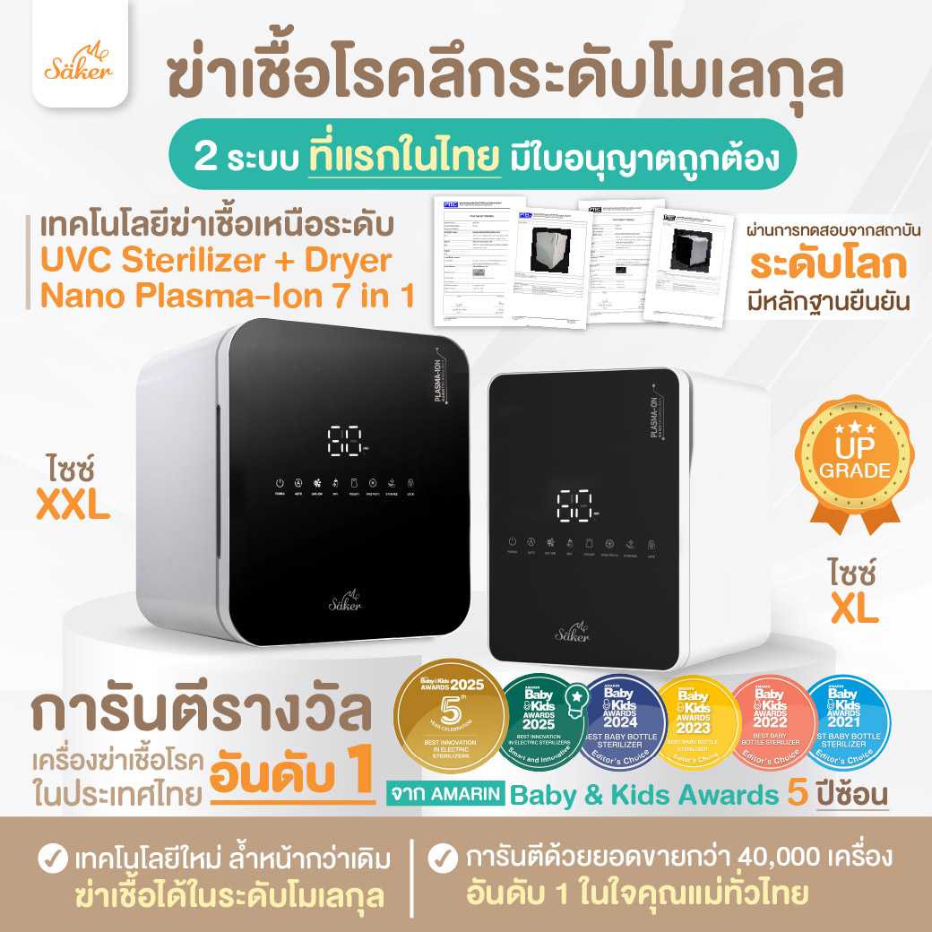 (มีใบเซอร์) Saker 7in1 UVC Sterilizer&Dryer Nano Plasmaฆ่าเชื้อพร้อมกัน 2 ระบบที่แรกในไทย!