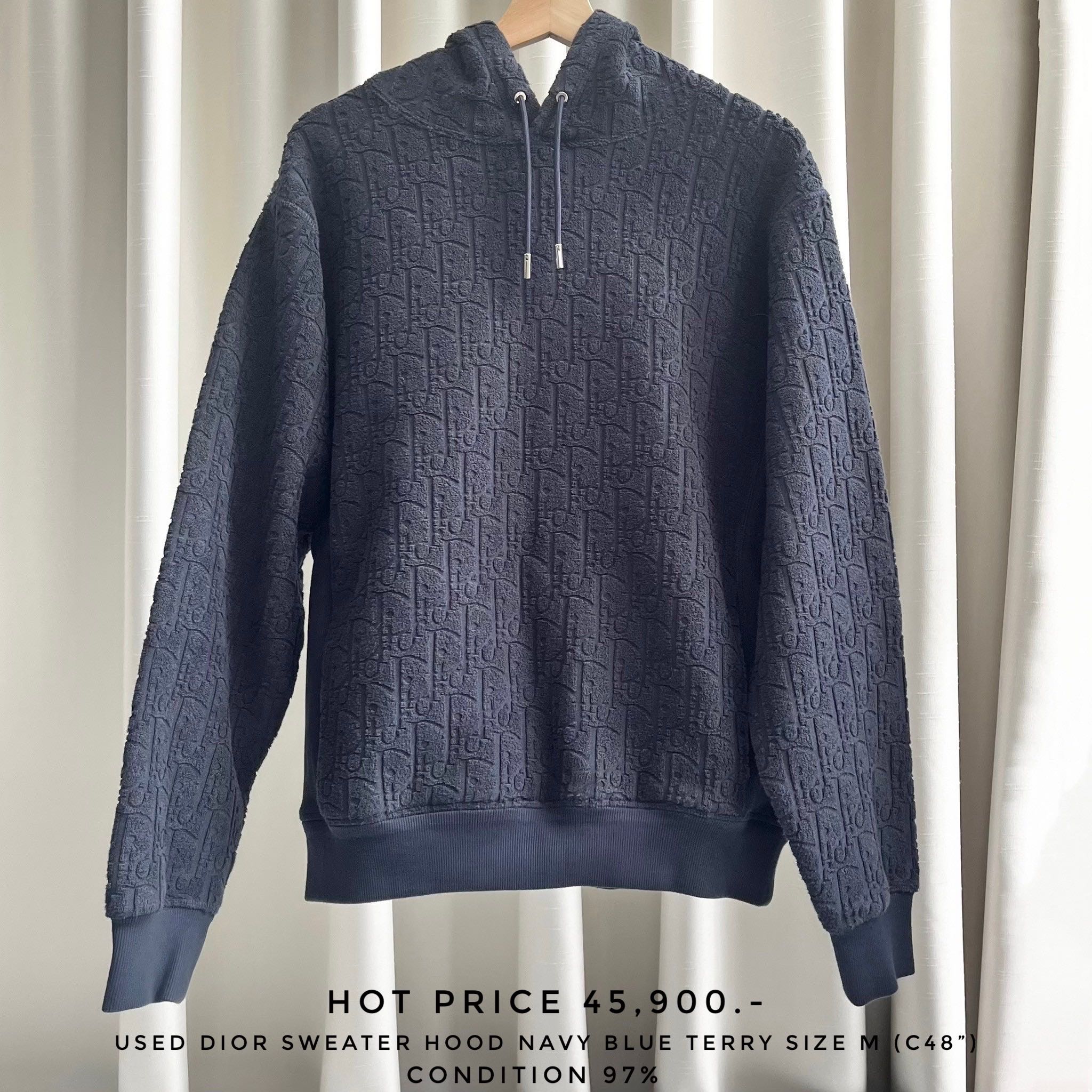 USED DIOR Sweater hood  - Navy Blue terry Size M