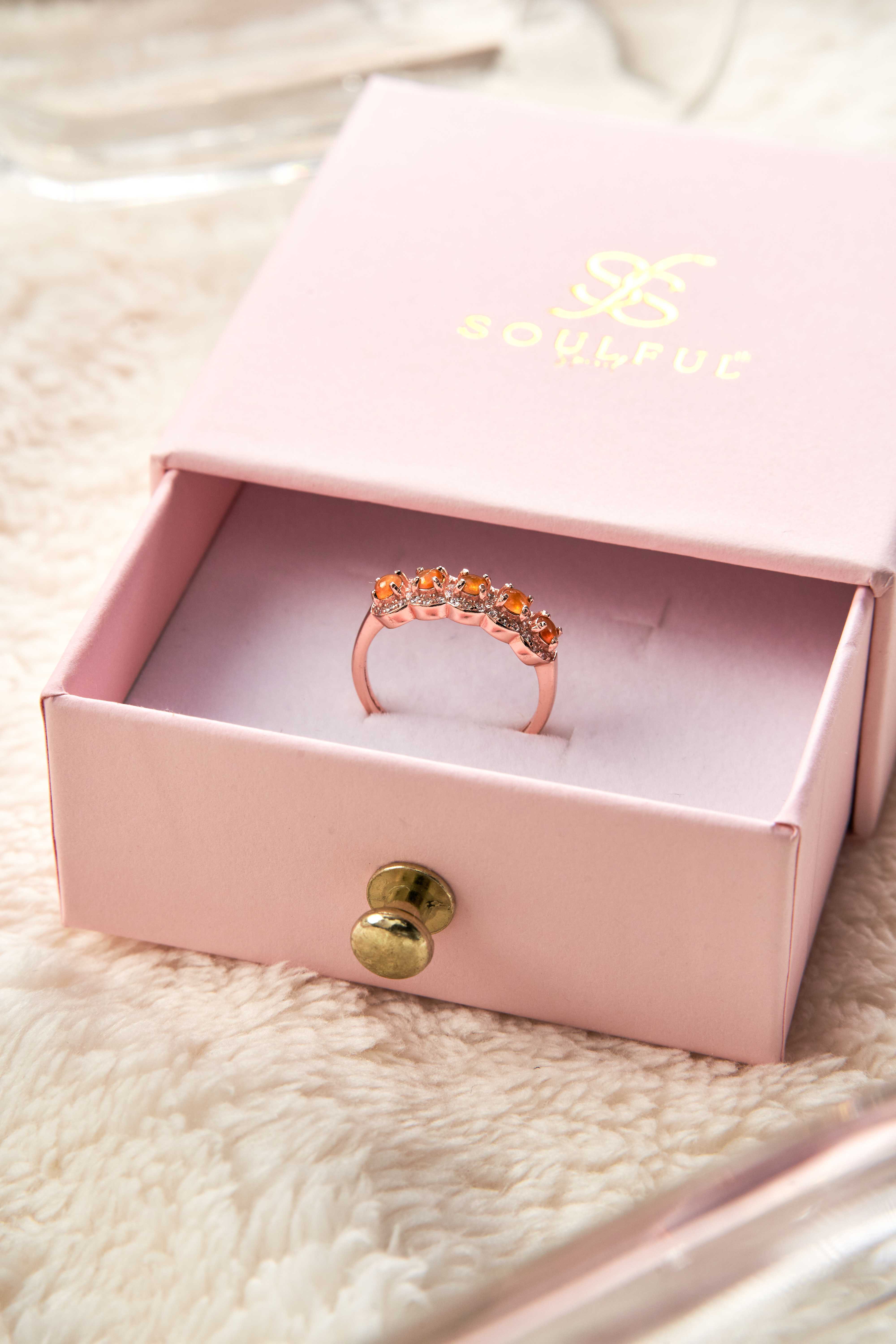 💍 แหวนคริสตัล 🧡 หยกส้ม / Orange Jade 🧡 เงินแท้ 92.5%