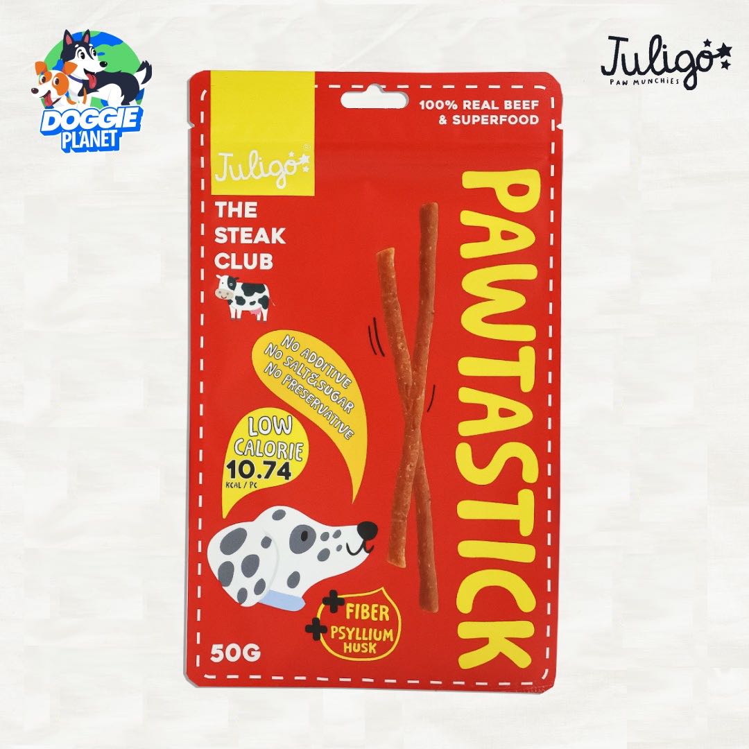 Juligo Pawtastick The Steak Club ขนมสุนัข แท่งนุ่ม สูตรเนื้อวัว & Superfood ช่วยขับถ่าย 50 g